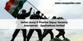 Indian Army D Pharma Sepoy Vacancy Announced - Applications Invited