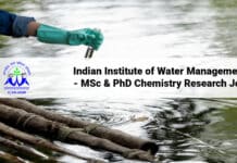 Indian Institute of Water Management - MSc & PhD Chemistry Research Job