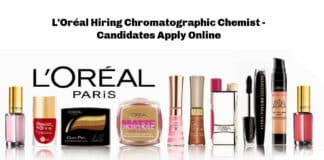 L'Oréal Hiring Chromatographic Chemist - Candidates Apply Online