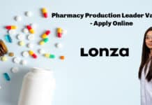 Lonza Pharmacy Production Leader Vacancy - Apply Online