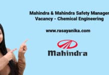 Mahindra & Mahindra Safety Manager Vacancy - Chemical Engineering