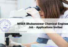 NISER Bhubaneswar Chemical Engineering Job - Applications Invited