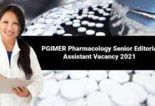 PGIMER Pharmacology Senior Editorial Assistant Vacancy 2021