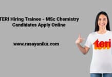 TERI Hiring Trainee - MSc Chemistry Candidates Apply Online