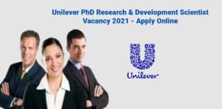 Unilever PhD Research & Development Scientist Vacancy 2021 - Apply Online