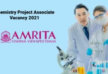 Amrita Vishwa Vidyapeetham - Chemistry Project Associate Vacancy