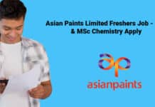 Asian Paints Limited Freshers Job - BSc & MSc Chemistry Apply