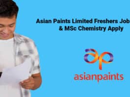 Asian Paints Limited Freshers Job - BSc & MSc Chemistry Apply