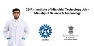 CSIR - Institute of Microbial Technology Job - Ministry of Science & Technology
