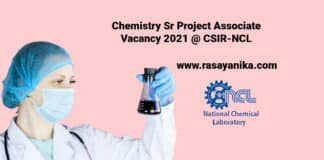 Chemistry Sr Project Associate Vacancy 2021 @ CSIR-NCL