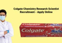 Colgate Chemistry Research Scientist Recruitment - Apply Online