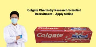 Colgate Chemistry Research Scientist Recruitment - Apply Online