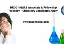 DRDO-INMAS Associate & Fellowship Vacancy - Chemistry Candidates Apply