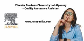 Elsevier Freshers Chemistry Job Opening - Quality Assurance Assistant