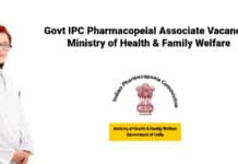 Govt IPC Pharmacopeial Associate Vacancy - Ministry of Health & Family Welfare