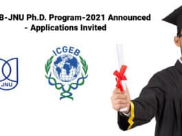 ICGEB-JNU Ph.D. Program-2021 Announced - Applications Invited