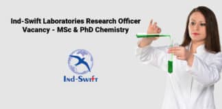 Ind-Swift Laboratories Research Officer Vacancy - MSc & PhD Chemistry