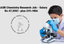 JNCASR Chemistry Research Job - Salary Rs.47,000/- plus 24% HRA