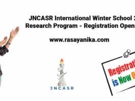 JNCASR International Winter School 2021 Research Program - Registration Open Now !