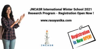 JNCASR International Winter School 2021 Research Program - Registration Open Now !