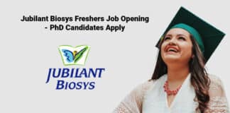 Jubilant Biosys Freshers Job Opening - PhD Candidates Apply