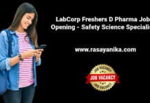 LabCorp Freshers D Pharma Job Opening - Safety Science Specialist