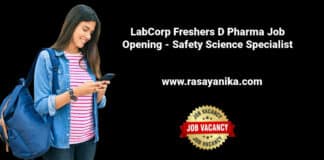 LabCorp Freshers D Pharma Job Opening - Safety Science Specialist