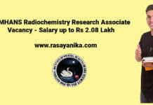 NIMHANS Radiochemistry Research Associate Vacancy - Salary up to Rs 2.08 Lakh