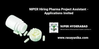 NIPER Hiring Pharma Project Assistant - Applications Invited