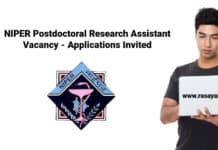 NIPER Postdoctoral Research Assistant Vacancy - Applications Invited