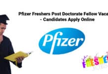 Pfizer Freshers Post Doctorate Fellow Vacancy - Candidates Apply Online