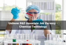 Unilever R&D Associate Job Vacancy - Chemical Technology