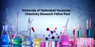 University of Hyderabad Vacancies - Chemistry Research Fellow Post