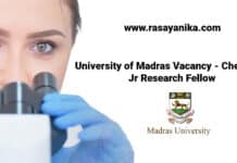 University of Madras Vacancy - Chemistry Jr Research Fellow