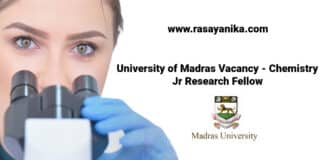 University of Madras Vacancy - Chemistry Jr Research Fellow