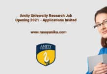 Amity University Research Job Opening 2021 - Applications Invited