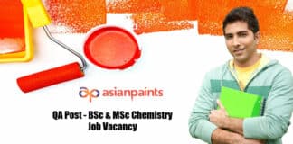 Asian Paints Limited QA Post - BSc & MSc Chemistry Job Vacancy