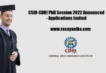 CSIR-CDRI PhD Session 2022 Announced - Applications Invited