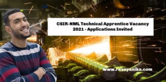 CSIR-NML Technical Apprentice Vacancy 2021 - Applications Invited