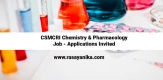 CSMCRI Chemistry & Pharmacology Job - Applications Invited