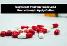 Cognizant Pharma Team Lead Recruitment - Apply Online