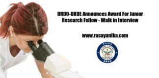 DRDO-DRDE Announces Award For Junior Research Fellow - Walk in Interview
