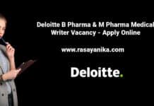 Deloitte B Pharma & M Pharma Medical Writer Vacancy - Apply Online