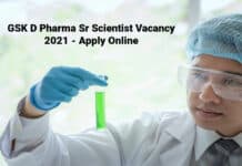 GSK D Pharma Sr Scientist Vacancy 2021 - Apply Online