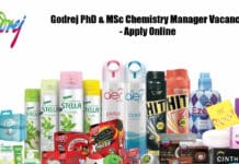 Godrej PhD & MSc Chemistry Manager Vacancy - Apply Online