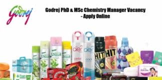 Godrej PhD & MSc Chemistry Manager Vacancy - Apply Online