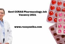 Govt CCRAS Pharmacology Job Vacancy 2021 - Applications Invited