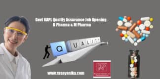 Govt KAPL Quality Assurance Job Opening - B Pharma & M Pharma