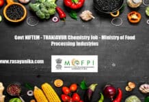 Govt NIFTEM - THANJAVUR Chemistry Job - Ministry of Food Processing Industries