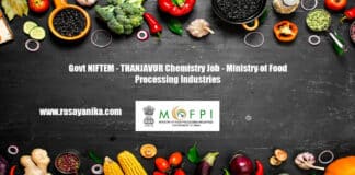 Govt NIFTEM - THANJAVUR Chemistry Job - Ministry of Food Processing Industries